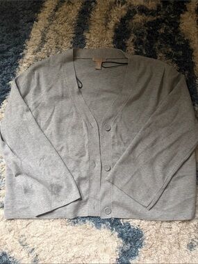 H&M Gray Button-Up V-Neck Cardigan